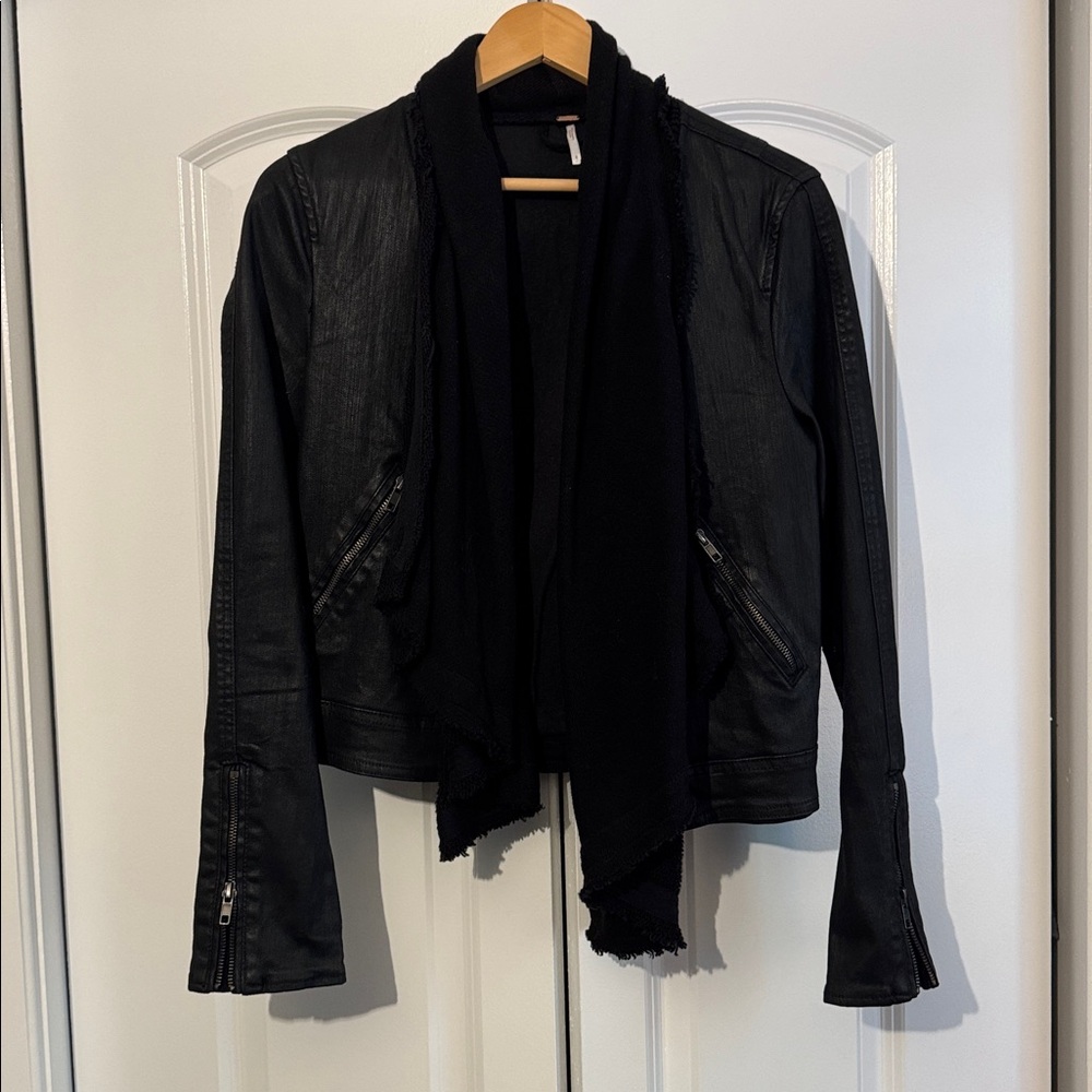 Black Leather Jacket with Scarf
Free People